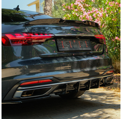 Difusores laterales traseros unidireccionales compatibles con Audi A4 (B9) Sedán/Avant Facelift 2019-2024 - Negro brillante Onew