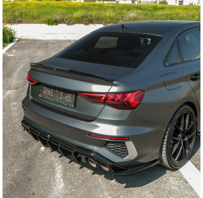 Difusores laterales traseros unidireccionales compatibles con Audi A3 8Y Sedán S3/S-Line 2020-2024 - Negro brillante Oneway