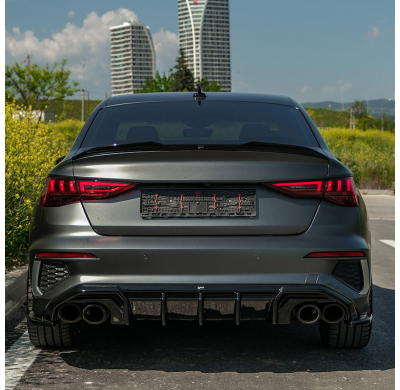 Difusores laterales traseros unidireccionales compatibles con Audi A3 8Y Sedán S3/S-Line 2020-2024 - Negro brillante Oneway