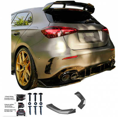 Difusores laterales traseros unidireccionales compatibles con Mercedes Clase A (W177) A45 S Aero Pack 2019-2023 y FL 2023- - Neg