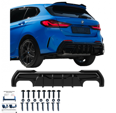 Difusor trasero Oneway para BMW Serie 1 F40 M-Pack/M135i 2019- - Negro brillante