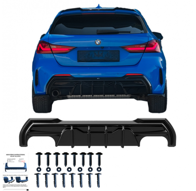 Difusor trasero Oneway para BMW Serie 1 F40 M-Pack/M135i 2019- - Negro brillante