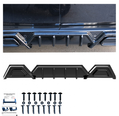 Difusor trasero unidireccional compatible con Volkswagen Transporter T7 2024- y Ford Transit Custom (V710) 2023- - Negro brillan