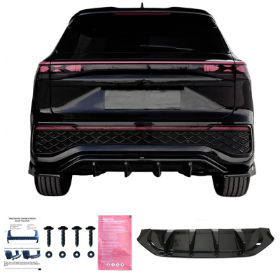 Difusor trasero unidireccional compatible con Volkswagen Tayron (R41) 2024- - Negro brillante Oneway