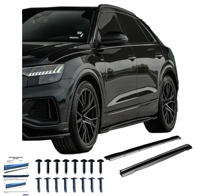 Faldones laterales Oneway Set compatibles con Audi Q8 S-Line y SQ8 MK1 2018-2023 - Negro brillante