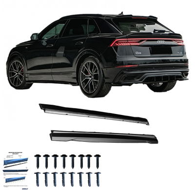 Faldones laterales Oneway Set compatibles con Audi Q8 S-Line y SQ8 MK1 2018-2023 - Negro brillante