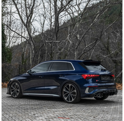 Faldones laterales Oneway Set para Audi A3 8Y S-Line/S3 Sedán/Sportback 2020-2024 - Negro brillante