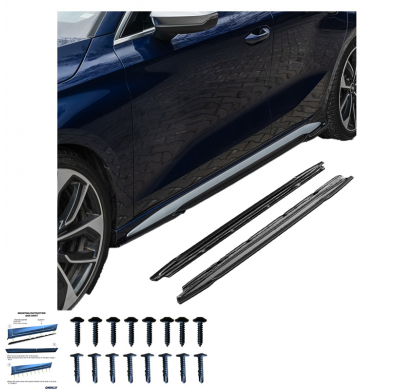 Faldones laterales Oneway Set para Audi A3 8Y S-Line/S3 Sedán/Sportback 2020-2024 - Negro brillante