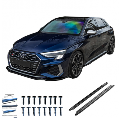 Faldones laterales Oneway Set para Audi A3 8Y S-Line/S3 Sedán/Sportback 2020-2024 - Negro brillante