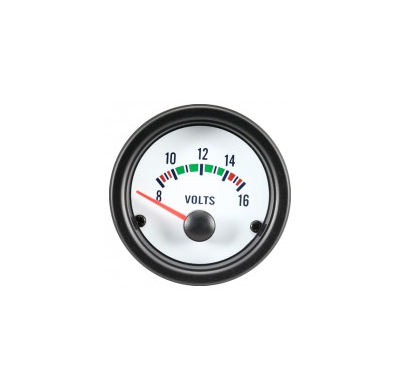 Reloj Fondo Blanco Voltage 8-16 Volt 52mm