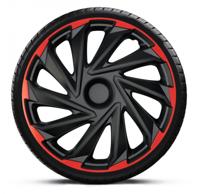 Juego de tapacubos AutoStyle Misano R de 13 pulgadas, negro/rojo