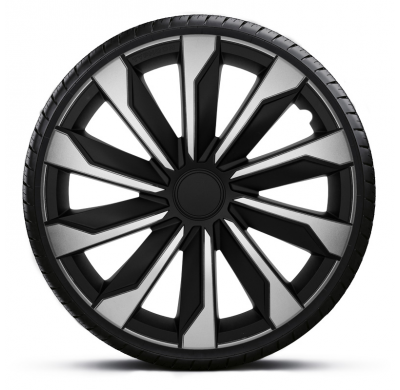 Juego De Cubiertas De Rueda Typhoon 16 Pulgadas Plateado / Negro