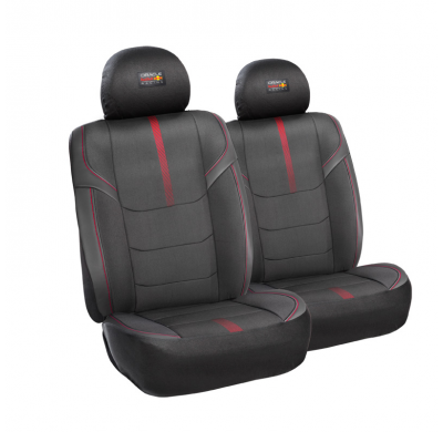 Red Bull Oracle Juego de fundas de asientos universales Pro - Juego de 6 piezas - Negro/Rojo - Adecuado para airbags laterales