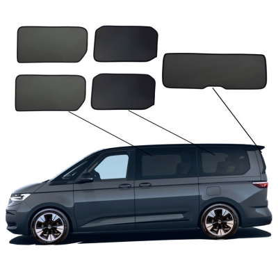 Juego de cortinillas Sunclip valido para Volkswagen Multivan T7 2021- (distancia entre ejes larga)