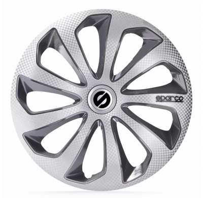 Juego De Tapacubos Sparco Wheels Sicilia 15-Pulgadas Silver/Gris/Carbono Sparco Wheels