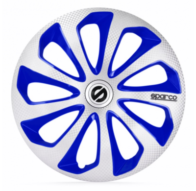 Juego De Tapacubos Sparco Wheels Sicilia 16-Pulgadas Silver/Azul/Carbono Sparco Wheels