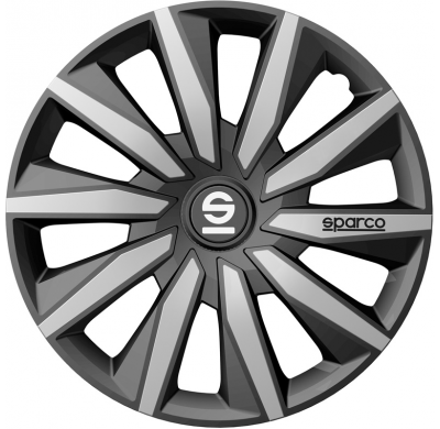 Tapacubos Sparco Milano - 15 pulgadas - Gris/Plata - Juego de 4 piezas