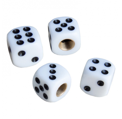 Juego Tapones Valvula Simoni Racing White Dice - White/Negro - 4-Piezas