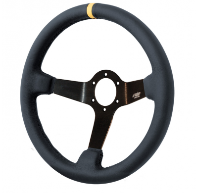 Simoni Racing Volante Deportivo Carrera 350mm - Negro Cuero (Deep Dish - 95mm)