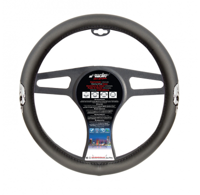 Simoni Racing Funda De Volante Plata Skulls - 37-39cm - Negro