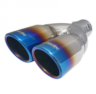 Cola De Escape Simoni Racing Double Redonda/Slanting Inox/Titanium - ø76xl230mm - Installation 37->58mm