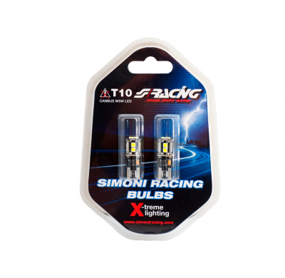 Bombillas Simoni Racing T10 de 10 LED 'Canbus sin polaridad' - Alta luminosidad superblancas - Juego de 2 piezas