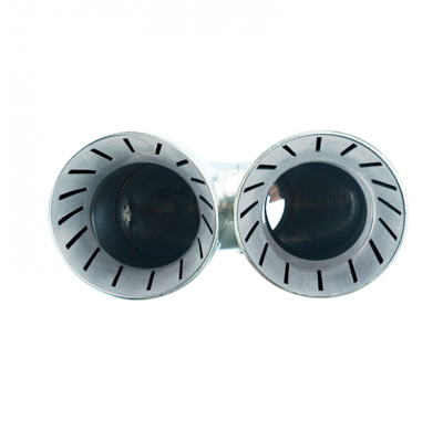 Extensión de tubo de escape Simoni Racing Doble Redondo/Inclinado Inox - Ø90xL245mm - Instalación 35->61mm