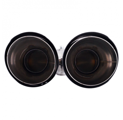 Cola de escape doble izquierda redonda/inclinada Simoni Racing Inox y carbono - Ø102xL215-230mm - Instalación ->40-63mm