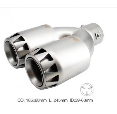 Punta de escape Simoni Racing doble redonda de acero inoxidable - Diseño de motor a reacción de titanio 185 x 88 x L245 mm - Ins