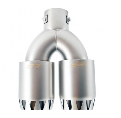 Punta de escape Simoni Racing doble redonda de acero inoxidable - Diseño de motor a reacción de titanio 185 x 88 x L245 mm - Ins