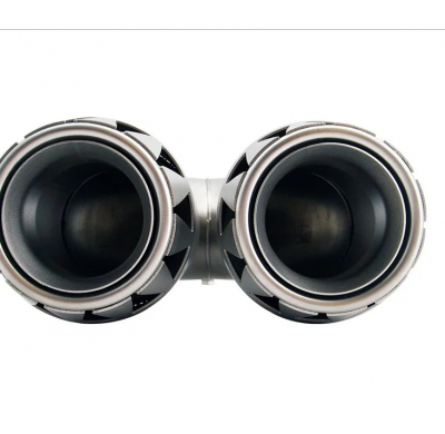 Punta de escape Simoni Racing doble redonda de acero inoxidable - Diseño de motor a reacción de titanio 185 x 88 x L245 mm - Ins