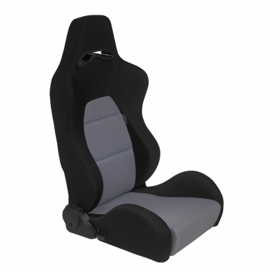 Asiento Deportivo Autostyle 'Eco' - Negro/Gris - Lado Derecho Reclinable Back-Rest - Incl. Guías Universales