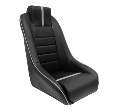 Asiento deportivo 'Classic RS' - Cuero sintético negro/gris - Respaldo no reclinable + Reposacabezas integrado - incl. diapositi