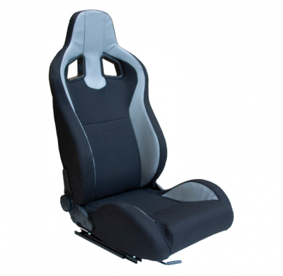 Asiento Deportivo 'Mr' - Piel Sintética Negra + Tejido De Pino Gris - Respaldo Reclinable Por Ambos Lados - Incl. Deslizamientos