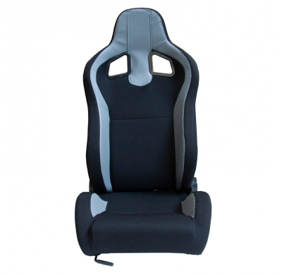 Asiento Deportivo 'Mr' - Piel Sintética Negra + Tejido De Pino Gris - Respaldo Reclinable Por Ambos Lados - Incl. Deslizamientos