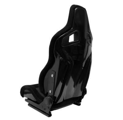 Asiento deportivo 'NK Premium' - Ante negro + Tejido de malla gris - Respaldo de fibra de vidrio reclinable en ambos lados - Inc