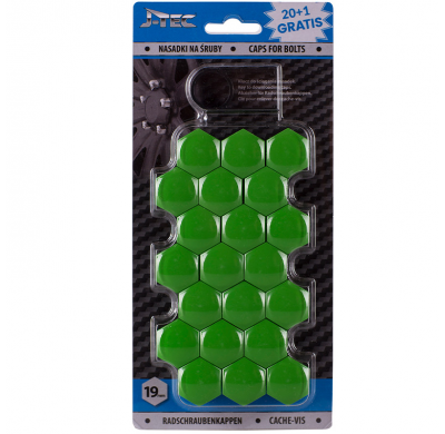 Juego Universal Cubre Tornillos - Tuercas - Verde Synthetic Material - 19mm - Juego De 20+1 Piezas