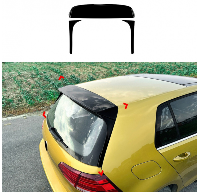 Alerón de techo AutoStyle compatible con Volkswagen Golf VII (7 y 7.5) HB 2012-2019, 3 piezas (ABS negro brillante).