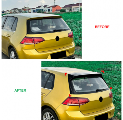 Alerón de techo AutoStyle compatible con Volkswagen Golf VII (7 y 7.5) HB 2012-2019, 3 piezas (ABS negro brillante).