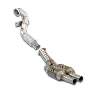 Tubo de escape turbo + catalizador metálico derecho - izquierdo Sistema de escape doble de acero inoxidable 100%, sobredimension