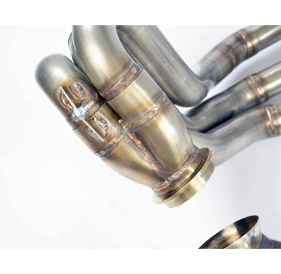 Colector Derecho-Izquierdo "Diseño escalonado " Sistema de escape "Motorsport" sobredimensionado 100% acero inoxidable - Cumple