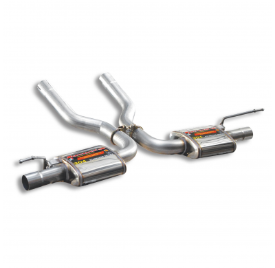 Escape trasero "Racing" derecho - izquierdo OO100 "Gris metalizado" Sistema 100% Acero Inox 2 x Ø60mm Solo sistema completo PORS