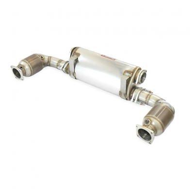Silencioso trasero Derecho-Izquierdo "Sport" + Catalizador metalico 100 CPSI Sistema deportivo 100% acero inoxidable 2 x Ø70 mm