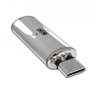 Rear exhaust Hartge flat oval tail pipe 140x65(straight exit) ALTERNATIVA: - Sistema 100% de acero inoxidable, 2 x Ø50 mm - Solo