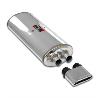 Rear exhaust Hartge flat oval tail pipe 140x65(straight exit) ALTERNATIVA: - Sistema 100% de acero inoxidable, 2 x Ø50 mm - Solo