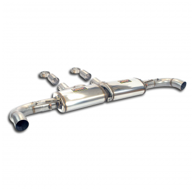 Silencioso trasero Derecho-Izquierdo "Race" Sistema "Cat.-back",100% Acero Inox tamaño grande 2 x Ø76mm para difusor y colas de