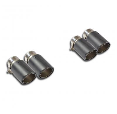 Colas de escape Derecha-Izquierda OO100  carbono Sistema de escape Cat-back 100% de acero inoxidable - Solo kit completo - Kit d
