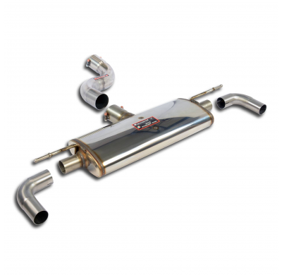 Silencioso trasero Derecho-Izquierdo Sistema de doble tubo 100% acero inoxidable, sobredimensionado: 1 x Ø90 mm - 2 x Ø60 mm -