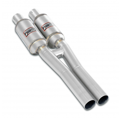 Front exhaust (Deletes the secondary catalytics)  Sistema 100% de acero inoxidable - Sobredimensionado 2 x Ø63,5 mm - Solo kit c