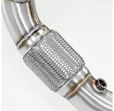 Downpipe kit (Reemplaza catalizador OEM) Sistema Downpipe kit 100% Acero Inox tamaño grande Ø70mm para central + silencioso tras